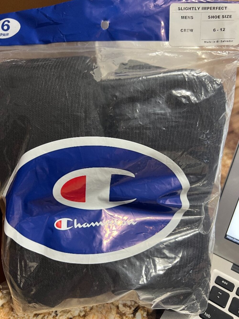 Champion Mens Crew Black Socsk size 6-12 NEW